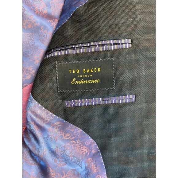 Ted Baker Men's Black Purple Windowpane Notch Lapel Long Sleeve Sport Coat Sz 42 - Picture 5 of 8